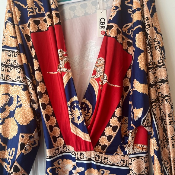 NWT Host Pick Exotic Print Lantern Sleeve Jumpsuit Juniors’ Size XL - Picture 6 of 11